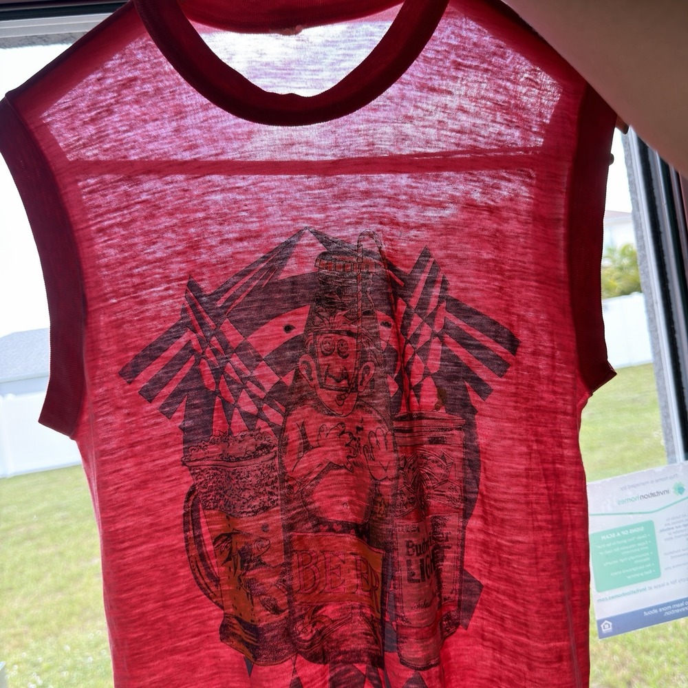 Vintage 80s Paper Thin Budweiser Light Novelty Graphic Muscle Tank Top S